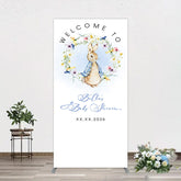 Aperturee - Aperturee Spring Floral Wreath Bunny Baby Shower Rectangle Backdrop